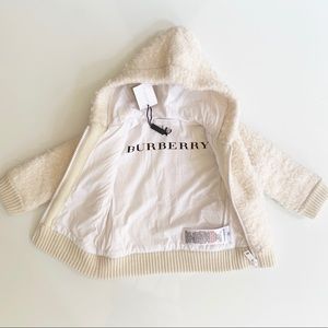 🎉🎉HP🎉🎉 Burberry Fuzzy Hooded Zip Jacket Ivory